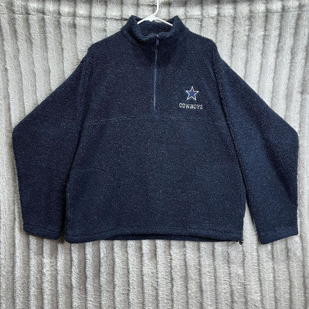 Vintage‎ Dallas Cowboys Half Zip Jacket Men's M Blue USA Made Pocketed